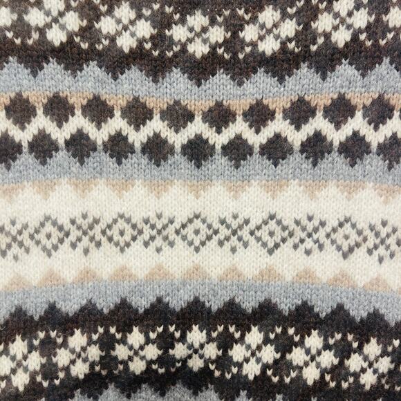 Tuckernuck Brown and Grey Fair Isle Loch Mock Neck Sweater Size Med. WORN ONCE - Picture 3 of 6